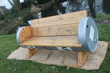 British industrial Oil Drum bench seat,garden chair,man cave,bar,garden bench 