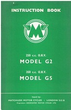 MATCHLESS 250cc MODEL G2 & 350cc MODEL G5 ORIGINAL 1960 INSTRUCTION HANDBOOK