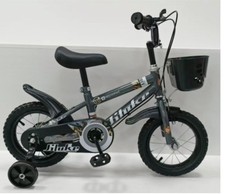🚲 Kids Children Bike – Grey & Black | 12" & 16" with Training Wheels & Basket