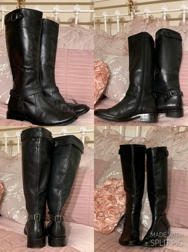 Black leather knee high - black,