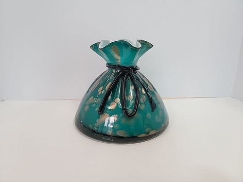Art glass vase turquoise - art,