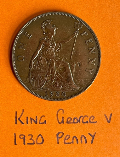 King george one penny coin - one,