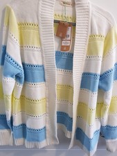 Woolovers cardigan White, Blue
