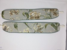 New Laura Ashley Gosford Sage Green Handmade Pair Curtain Tie Backs Piped Green