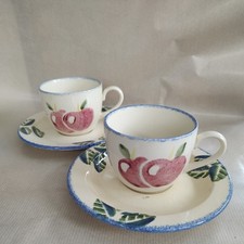 Poole Pottery Dorset Fruits Red Apples - 2 x Cups & Saucers