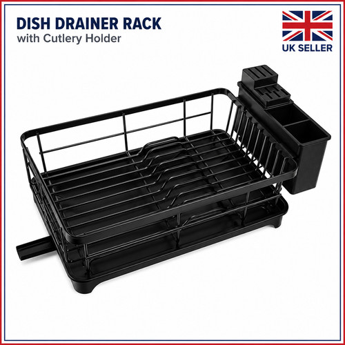 Dish drainer rack with - rack, cutlery