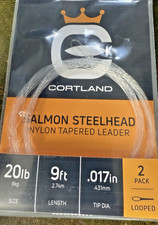 Cortland 9 Foot Heavy Butt Tapered Salmon & Steelhead Leaders 20Lbs Twin Pack