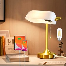 Glass bankers desk lamp with - desk,
