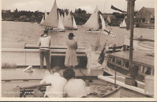 Oulton Broad, Suffolk - sailing ships, people - postcard c.1930s