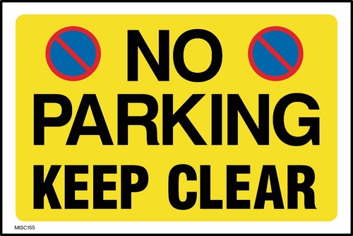 Parking keep clear sign - no,