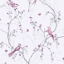 Superfresco Easy Songbird Wallpaper Lilac Tree Silhouette Butterfly