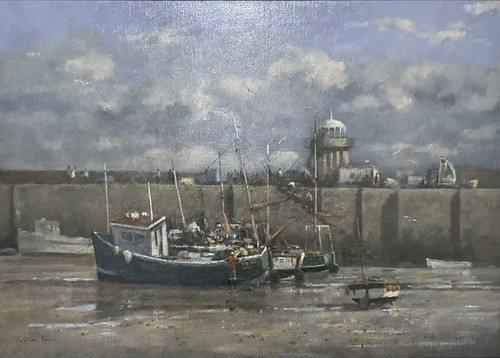 Oil canvas ives harbour - oil,