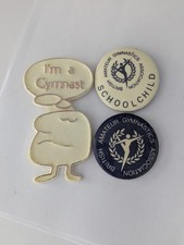 Vintage Gymnastics Pin Badges Lot Of 3