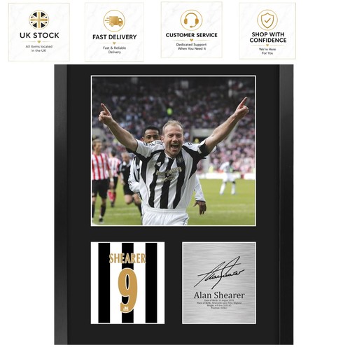 Framed alan shearer - a3, signed