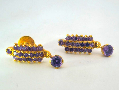22ct gold earrings with purple - 22ct,