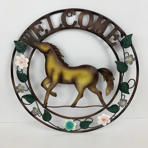 Rustic metal circle welcome - metal,