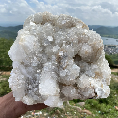 Apophyllite geode cluster - geode, on