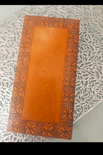 Carved floral wooden trinket - carved,