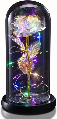 Light rose glass dome - rose, in