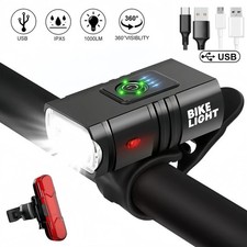 Mountain Bike Lights USB Rechargeable Bicycle T6 LED Torch Front Rear Lamp Set🔥
