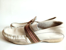 Vintage Zara Men`s Shoes Moccasin Size UK-10 EUR-44 White/Beige Leather