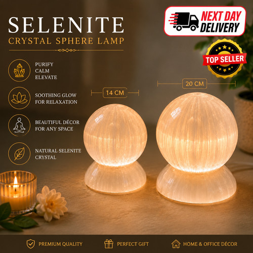 20cm 14cm selenite sphere - 20cm,
