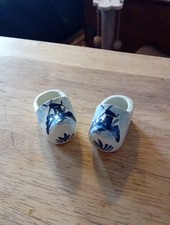Vintage Hand Painted Miniature D.P Delft Blue & White Porcelain Clog Floral Des
