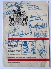 England ‘B’ v Spain ‘B’ @ Roker Park 1980 Multi Signed Including Bobby Robson