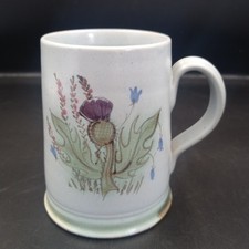 Buchan Pottery Scotland Portobello painted Thistle Stoneware mug cup