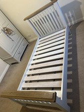 Solid Oak And Grey Painted Single Bed Frame