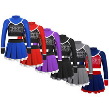 UK Kids Girls Dancewear Sports Cheerleading Dance Outfit Basketball Cheer Leader