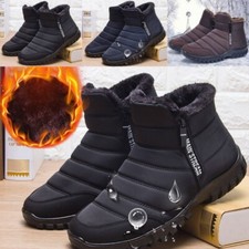 Waterproof Mens Snow Ankle Winter Warm Boots Shoes Ladies Fur Lined Non-slip UK