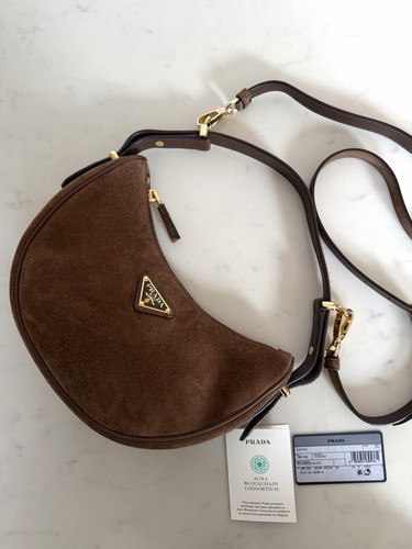 Prada arquè brown - suede, bag