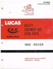 ROVER P5 Mk2 P6 2000 LAND ROVER 2A 2B  1965 LUCAS ELECTRICAL PARTS CATALOGUE