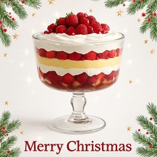 Large Glass Trifle Bowl-Custard Bowl-Cutlery-Trifle Bowl-Best Christmas Dessert 
