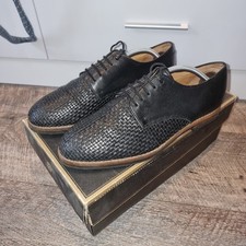 H by Hudson Hadstone Weave Black Leather Derby Shoes EU42 UK8