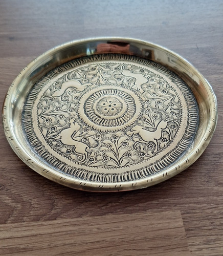 Vintage indian brass - vintage, tray