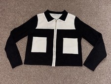 Zara Black and White Zipped Cardigan Size S Would Fit 8-10