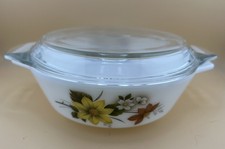 Vintage JAJ Pyrex Autumn Glory 6” Round Lidded Casserole Dish @CHIPPED BOWL@