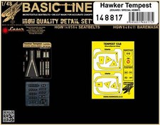HGW 148817 1:48 Hawker Tempest BASIC LINE: Seatbelts, Wheels + Canopy Paint Mask