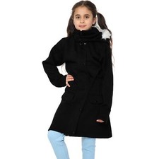 Kids Hooded Black Parka Jacket Faux Fur Coat New Fashion Girls Age 5-13 Years