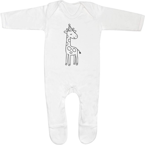 Party giraffe baby sleepsuit - 'party,