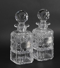 Antique Victorian Pair of Hobnail Cut Crystal Decanters Circa 1880 19th C