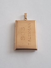 Vintage 9ct Gold Rectangular Ornate Photo Pendant Engraved SOS TALISMAN N67
