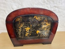 Wooden Lacquered Domed Box Chest Height 11.5"