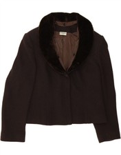 KALIKO Womens Crop Open Blazer Jacket UK 14 Large Brown Wool DV28