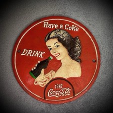 Coca-Cola - 1967 - Vintage - Cast Iron Plaque - 9” - Wall Sign - Collectible