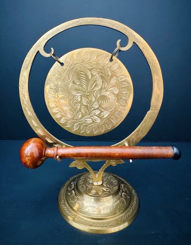 Vintage engraved brass dinner - engraved,