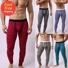 Men Stripe Cotton Long Johns