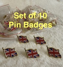 Union Jack enamel Flag pin badges | UK stock Set of 10 badges | Free Postage!